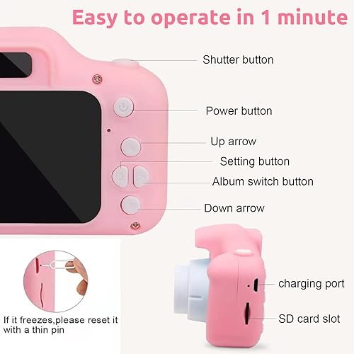 Miniatura 5 de Uyeyuy Cámara selfie para niños, regalos de cumpleaños de Navidad para niños, cámaras de video digitales HD para niños pequeños, buenos juguetes