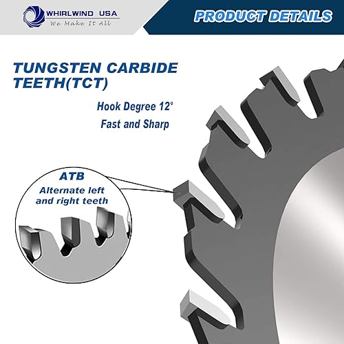 Miniatura 5 de MGSB - Hoja de sierra circular de 8 14 pulgadas y 24 dientes para madera, hoja de sierra de inglete inalámbrico de carburo  mesa, eje de 58 pulgadas