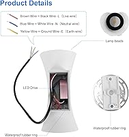 Vista 2 de Kawell Lámpara de pared moderna creativa de 10 W, lámpara de pared LED hacia arriba hacia abajo, impermeable, IP65, lámpara de pared de aluminio