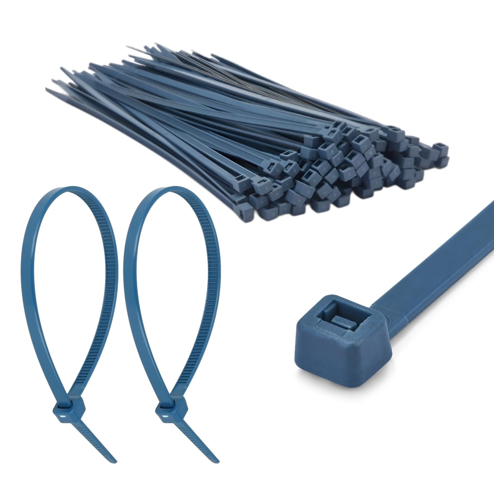 TERF® 100 Pcs Metal Detectable Blue Cable Ties 100mm (4'') X 2.5mm Premium Nylon Wire Cable Ties Zip Wraps Secure Self Locking Mechanism Tie for Food Pharmaceutical Industrial & General Purpose