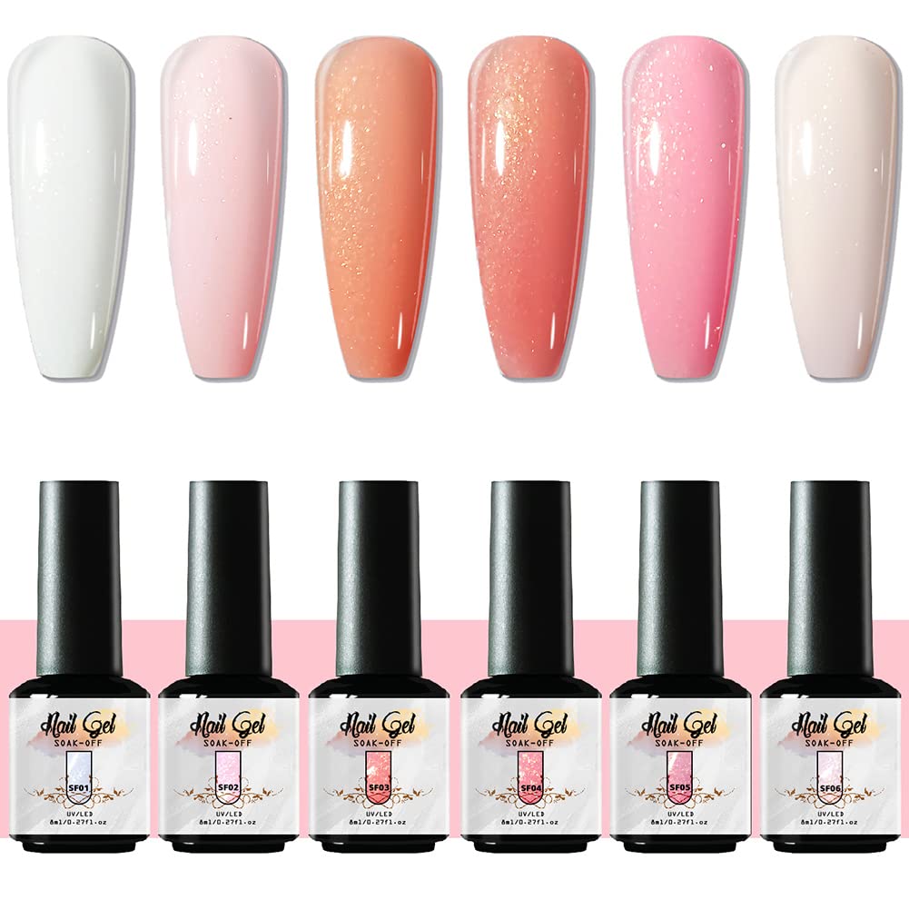 Photo 1 of Fannyc Glitter Rubber Base Gel Nail Polish Kit Soak Off UV LED Shining Glitter Nail Art Gel Polish Set Nude
