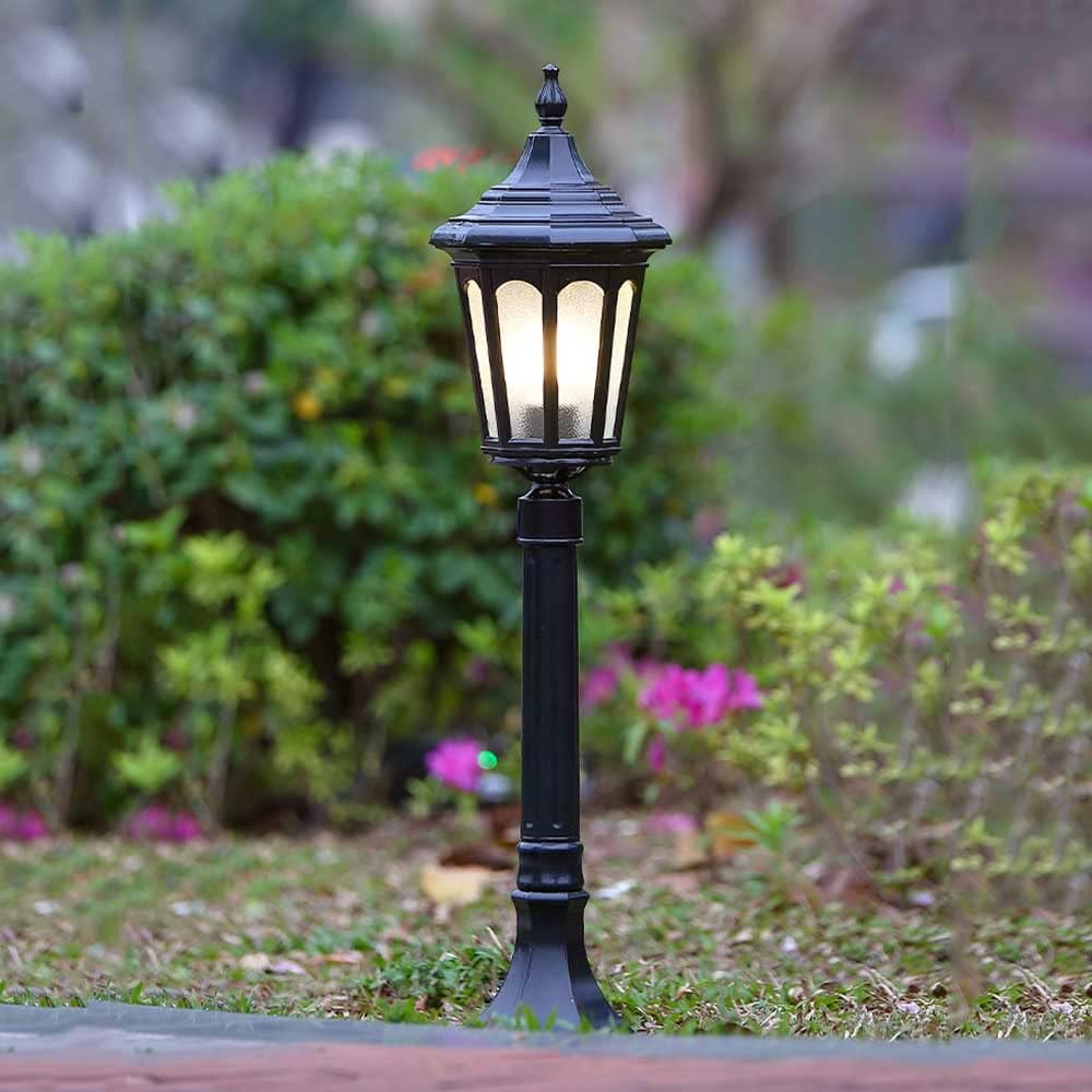 Waterproof Floor Lamp E27 Outdoor Lantern Outdoor Headlights, Fence Pole Lighting, Pillar Lamp Outdoor Column Lamps With Mounting Base,