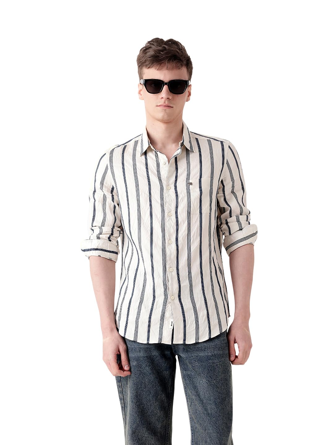 the bear house Men’s Casual Vertical Stripe Shirt | Stylish Everyday Wear | Modern Slim Casual Look-picture-29