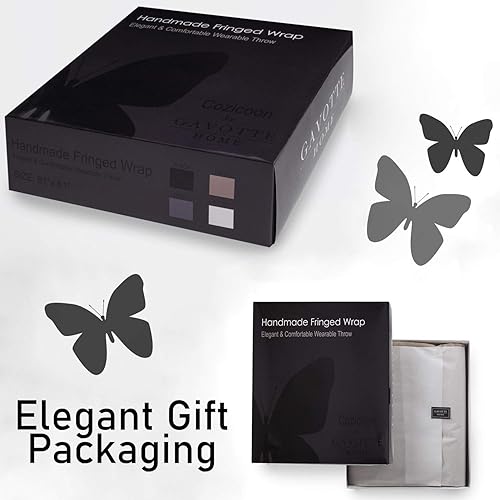 Miniatura 10 de SHOPBEDDING Poncho de forro polar de regalo para mamá, manta con flecos, capa de forro polar, Cozicoon (beige)