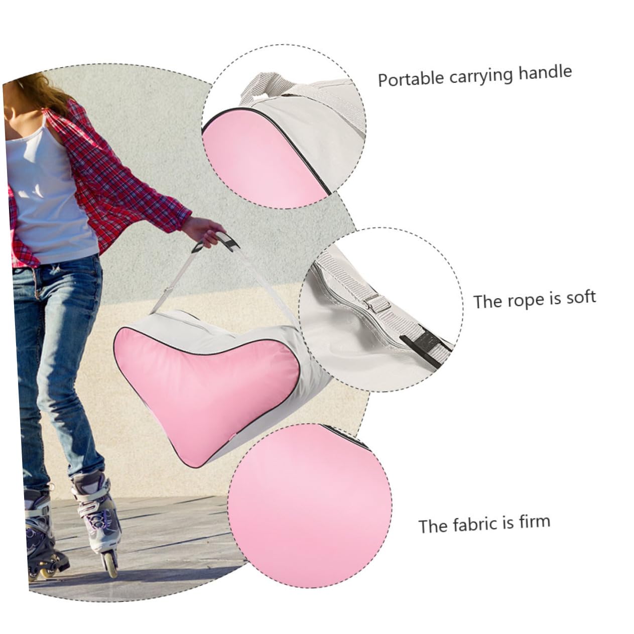 NAMOARLY Roller Skating Storage Bag Ice Skate Bags for Girls Sturdy and Stylish Triangle Shape Pouch