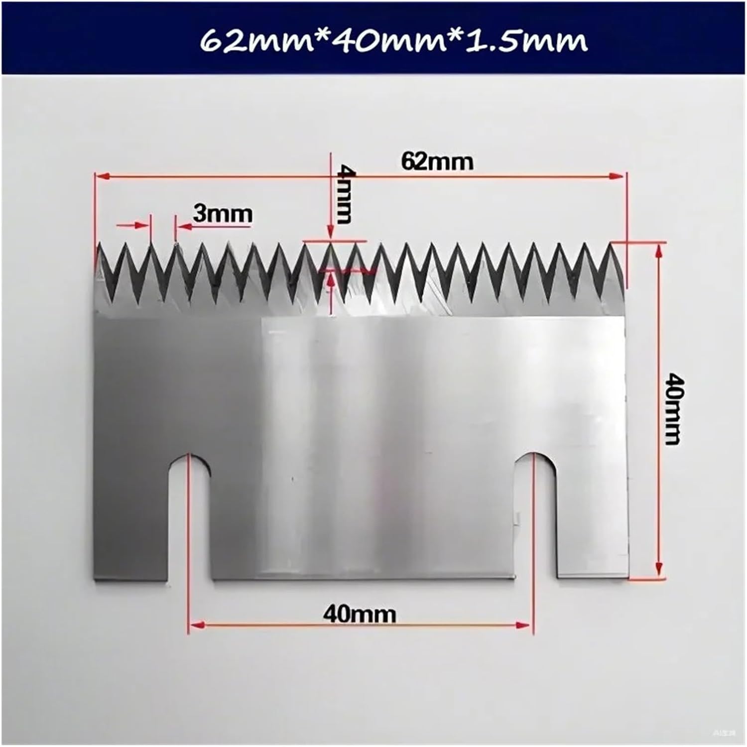2 Pcs Price Tooth Knife Serrated Blade Tools for Case Sealer Carton Packing Machine High Speed Steel Accessories(62x40x1.5mm 2holes)