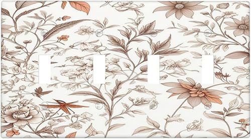 Miniatura 136 de Cubiertas Decorativas para Tomacorrientes Boho Floral Beige Flor y Hoja Botánico 1 Gang Interruptor de Luz Dúplex Placa Cubierta Placas de Boho