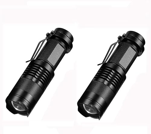 Skysted (2 unidades A300 Super Mini Bright 300LM Monomodo Zoomable Linterna de bolsillo de enfoque, alimentado por 1 x AA o 1 x 14500 batería (no
