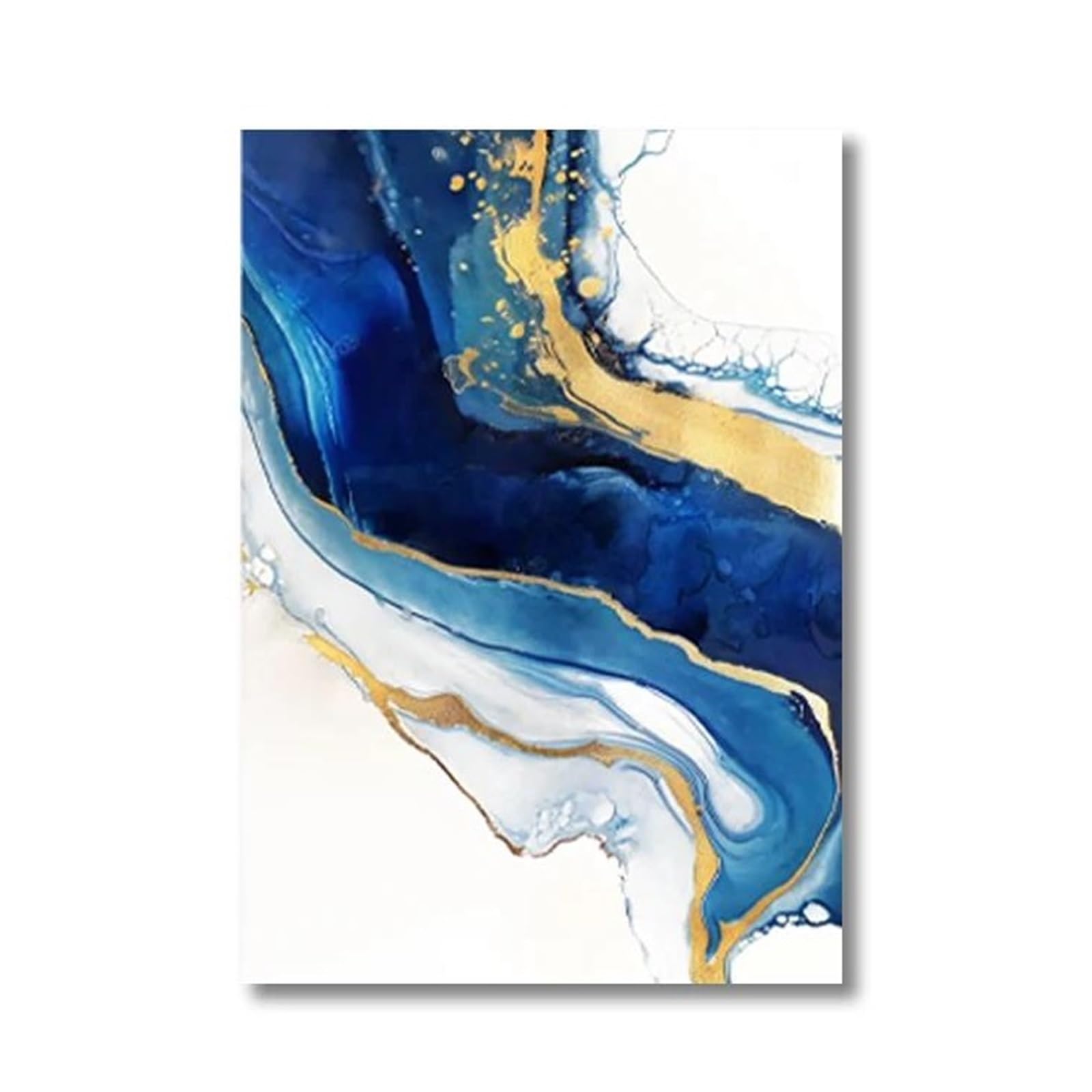 Cuadro sobre lienzo abstracto azul y dorado de 40x60cm para decorar un salón moderno y elegante