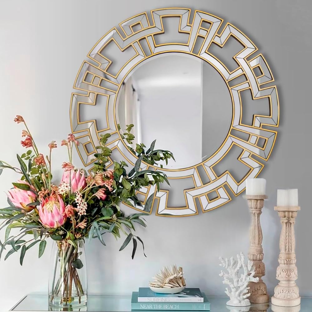 Chende Round Mirrors for Wall Decor, 32'' Gold Wall Mirror