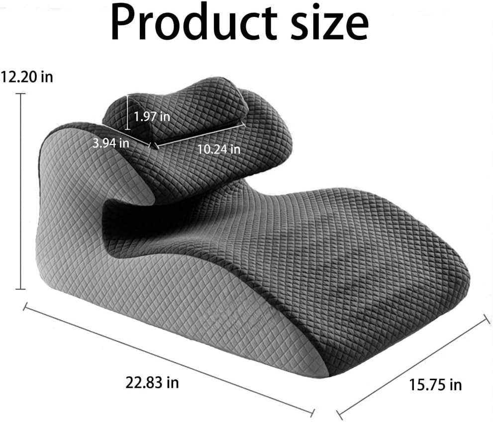 Natural Latex Wedge Pillow, Ergonomic Multi-Position Support for Back Pain Relief, Pregnancy Comfort, Acid Reflux & Side-Lying Relaxation, Removable Cotton Cover-Gray