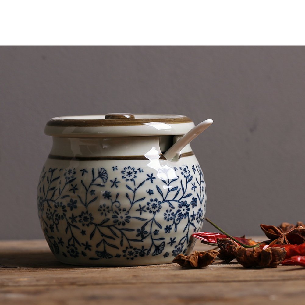 DKOSHDUISHKG Porcelain antique japanese seasoning jar Creative kitchen cruet Salt shaker Sugar bowl Pepper storage tank Ceramic spice jar-I