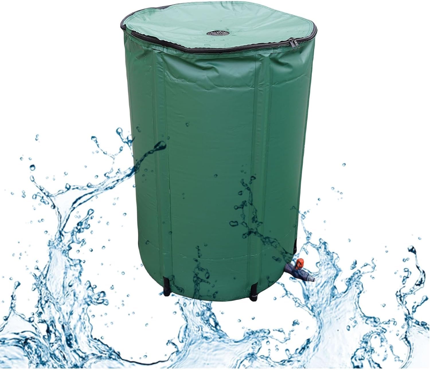 Colector de agua de lluvia portátil con grifo, plegable para exteriores, sistema eficiente de recolección de agua de lluvia para jardín y uso doméstico