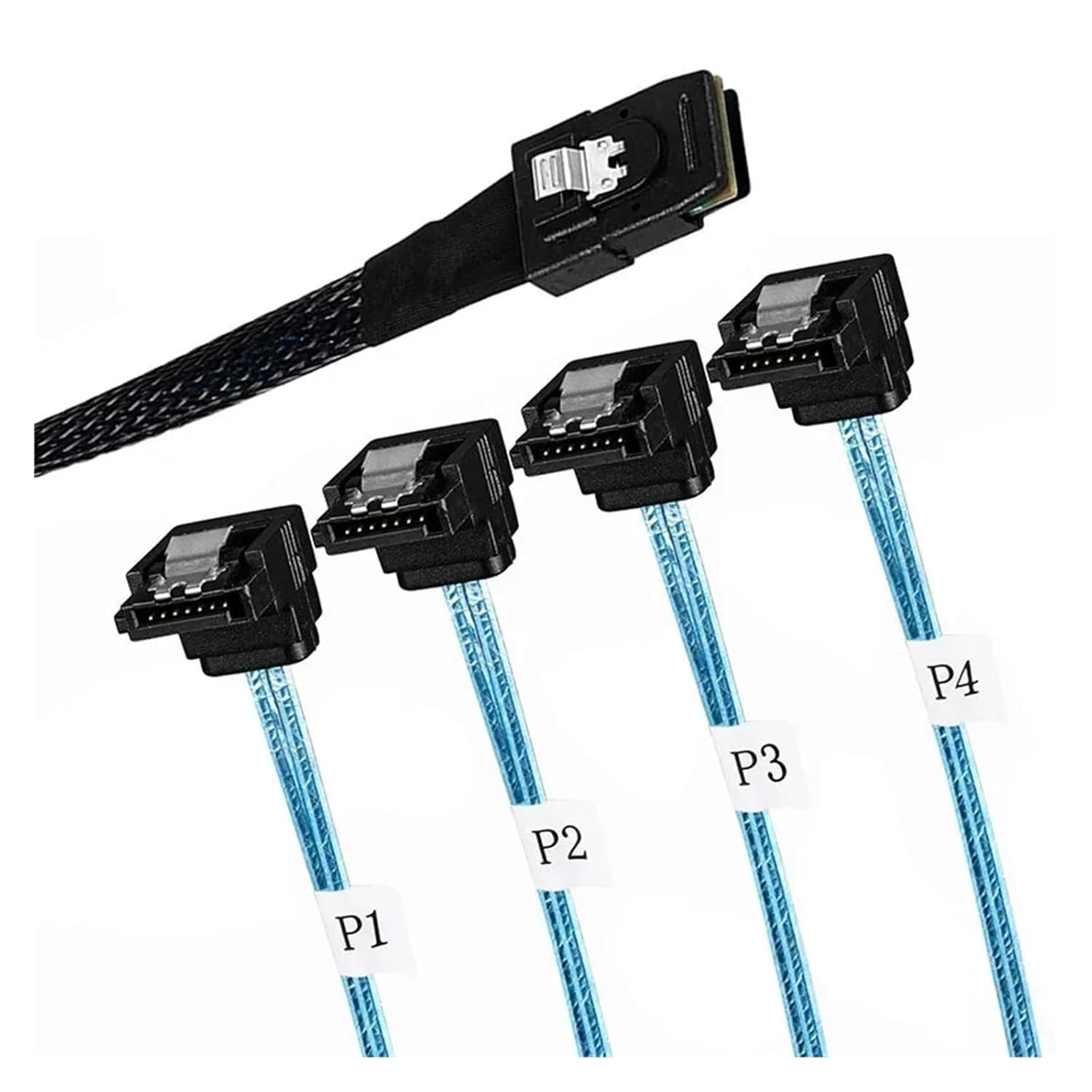 Internal S/AS SFF-8087 to 4 SATA 3.0 Right Angled Converter Cable 36-Pin to 4 SATA 7-Pin 6Gbps Hard Drive Server Cable(0.5m,Straight)