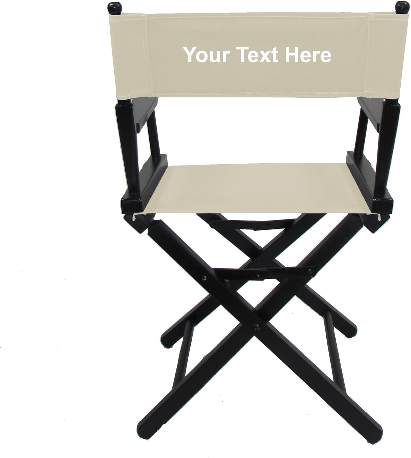 TLT Personalized Embroidered Contemporary 18 Inch Table Height Black Frame Director's Chair - Natural