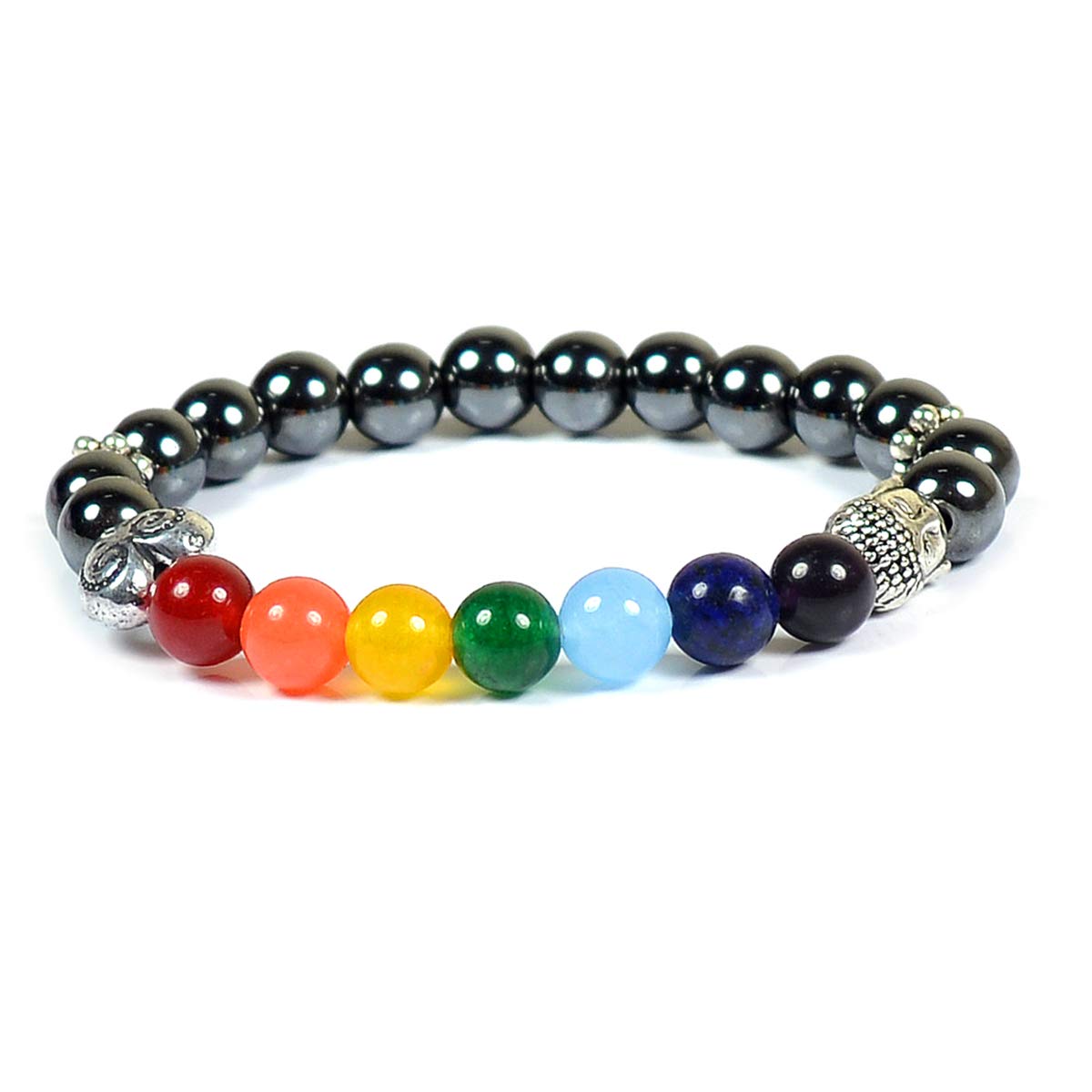 Reiki Crystal Products Natural Hematite with 7 Chakra Buddha Head Bracelet 8 mm Round Bead Bracelet (B07FL5YT6S) Amazon Price History, Amazon Price Tracker