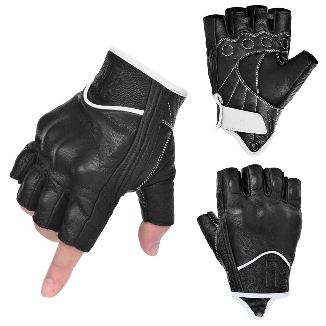 Harssidanzar Guanti da moto touchscreen da uomo in pelle di capra GM037EU