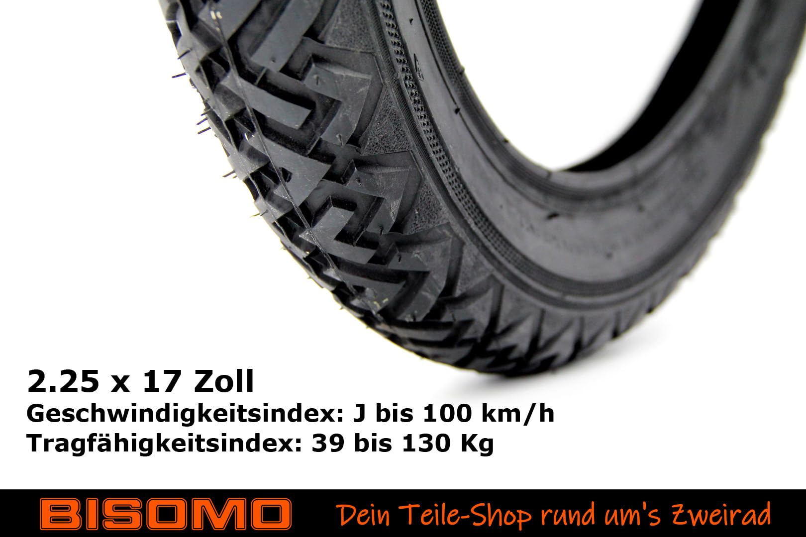 Reifen 2,25 x 17 Zoll, 2 1/4 x 17 Zoll, VRM 087 Straßenprofil, 39J 136Kg 100Km/h, für Mopedanhänger, Moped, Mofa