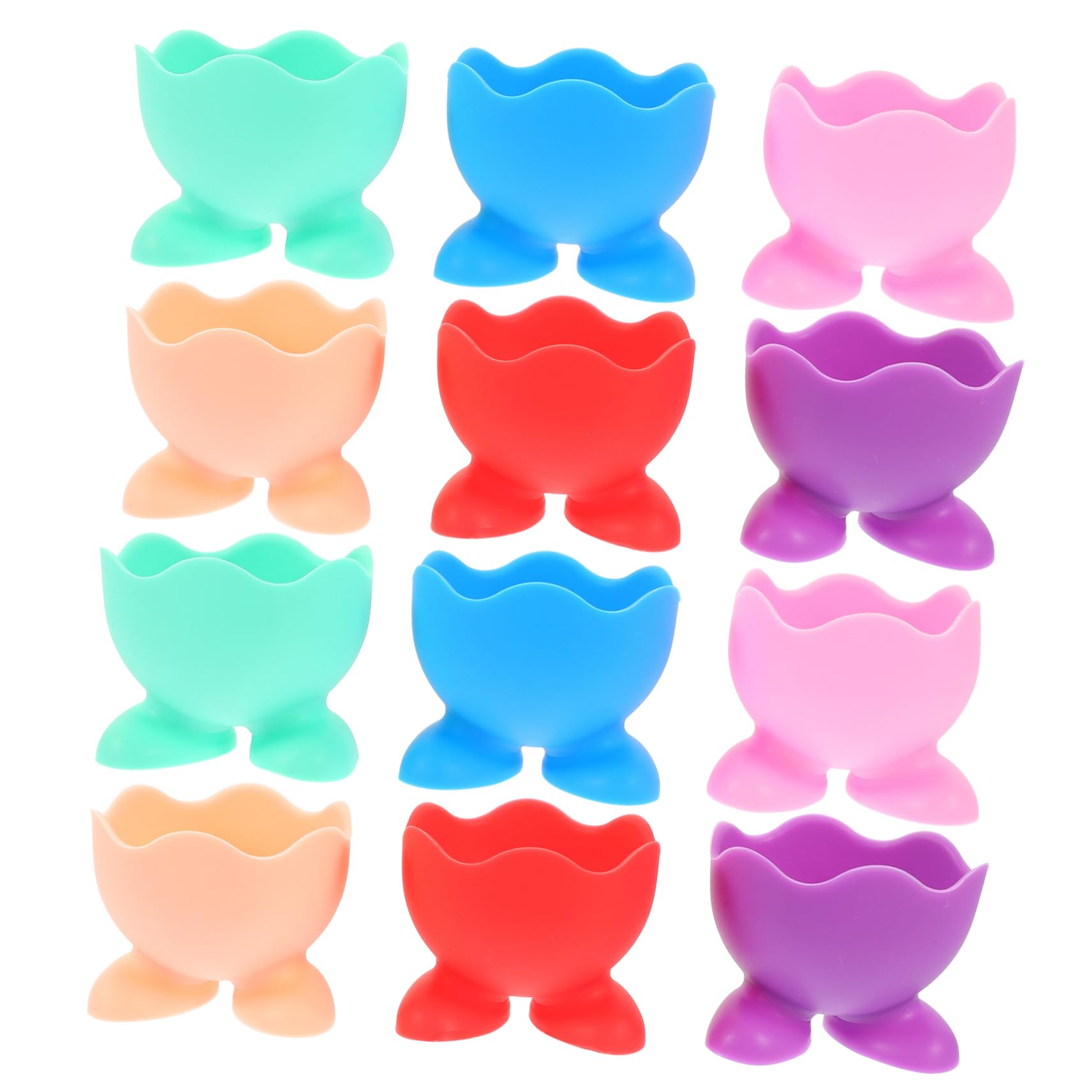 Unomor 12Pcs Silicone Egg Cup Holders Multi Color Egg Storage Rack for Easter Decorations Stable Support for Home Party Use Versatile Silicone Material