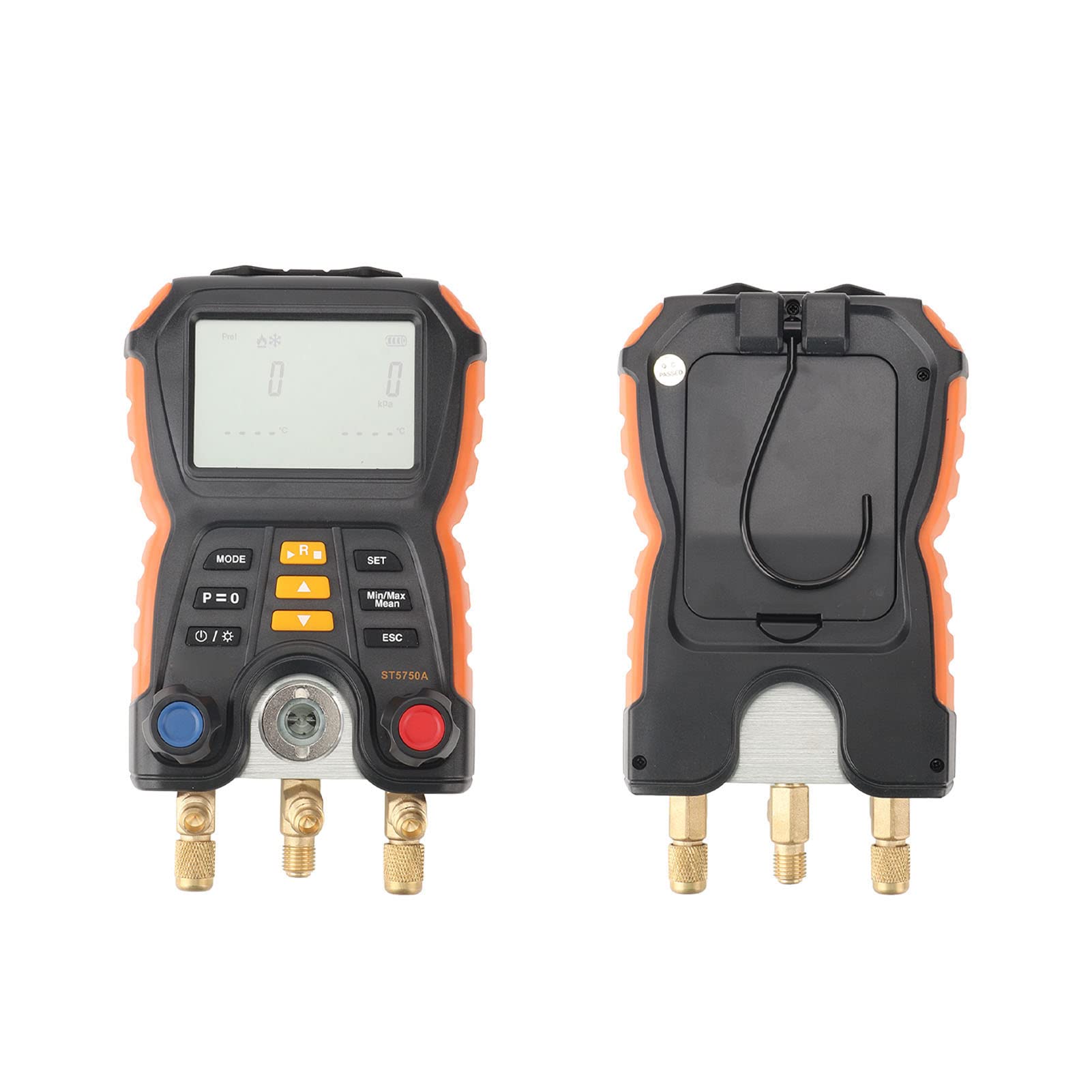 GOWENIC Medidor de Colector Digital HVAC Probador 2 en 1 |Herramienta de Temperatura de Presión CA de 83 Refrigerantes con Detección de Fugas