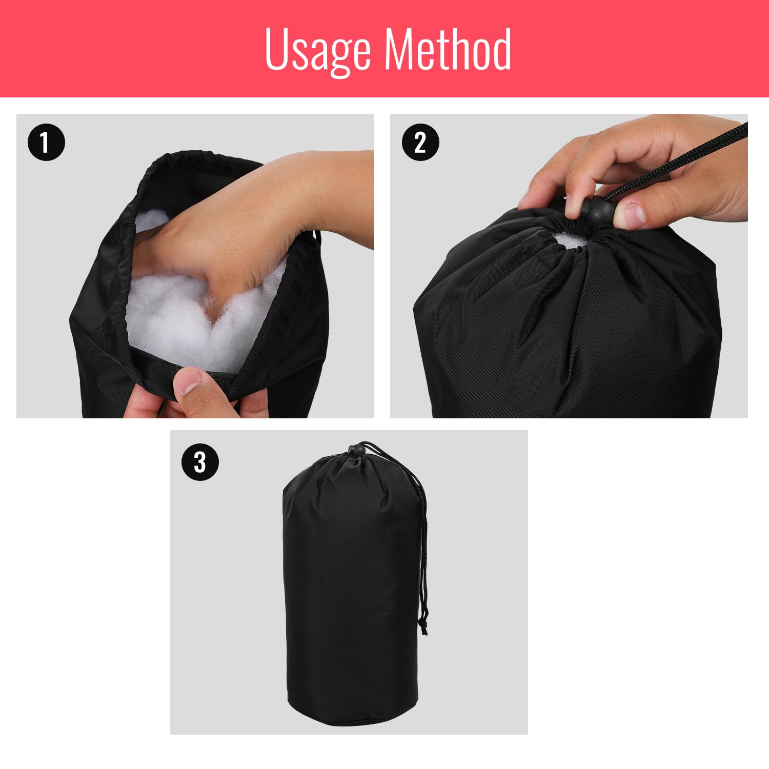 Kompressionssack, 6L 210D-Nylon Kompressions-Packsack für Schlafsack, Camping, Outdoor, Wandern, Rucksackreisen, Reisen (Schwarz)