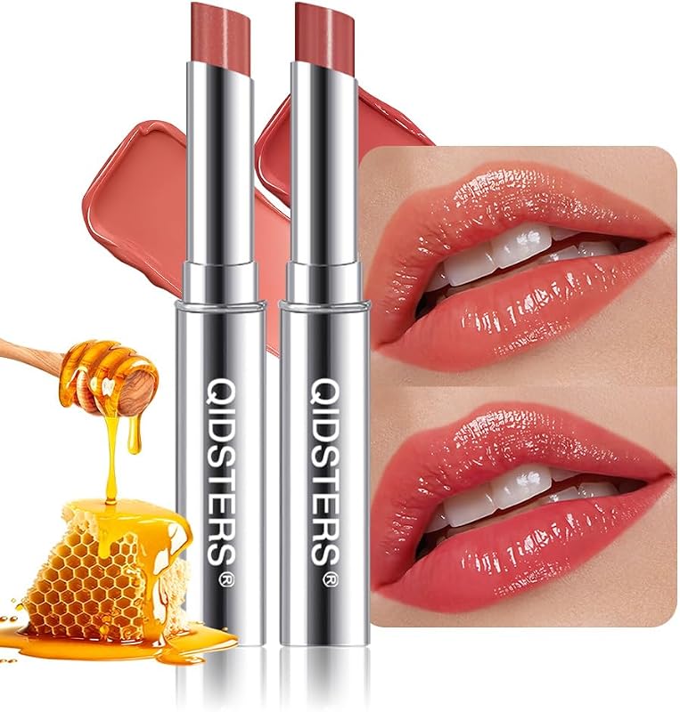 Bálsamo labial com cor QIDSTERS Honey, 2 unidades, tons 03 Honey e 04 Nude