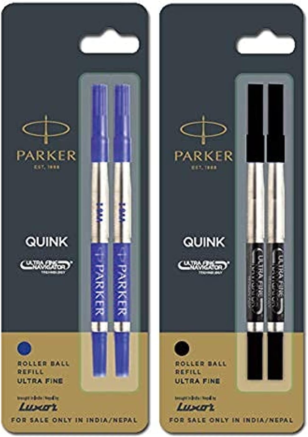 Parker Ultra Fine Navigator Roller Pen Combo Refills Blue 2 Black 2 (Pack of 2)