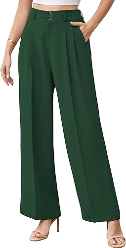 Betusline Women's Wide Leg Long Dress Pants High Waisted Business Casual Straigh