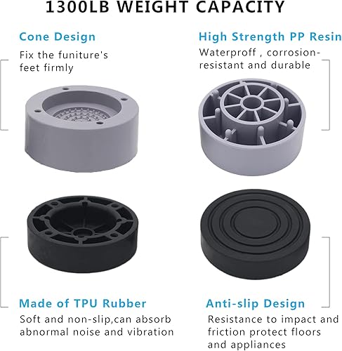 Miniatura 9 de Elevadores de muebles de cama redondos azules (juego de 4) elevadores de cama ajustables de 1 pulgada para marco, sofá, silla, hogar, mesa