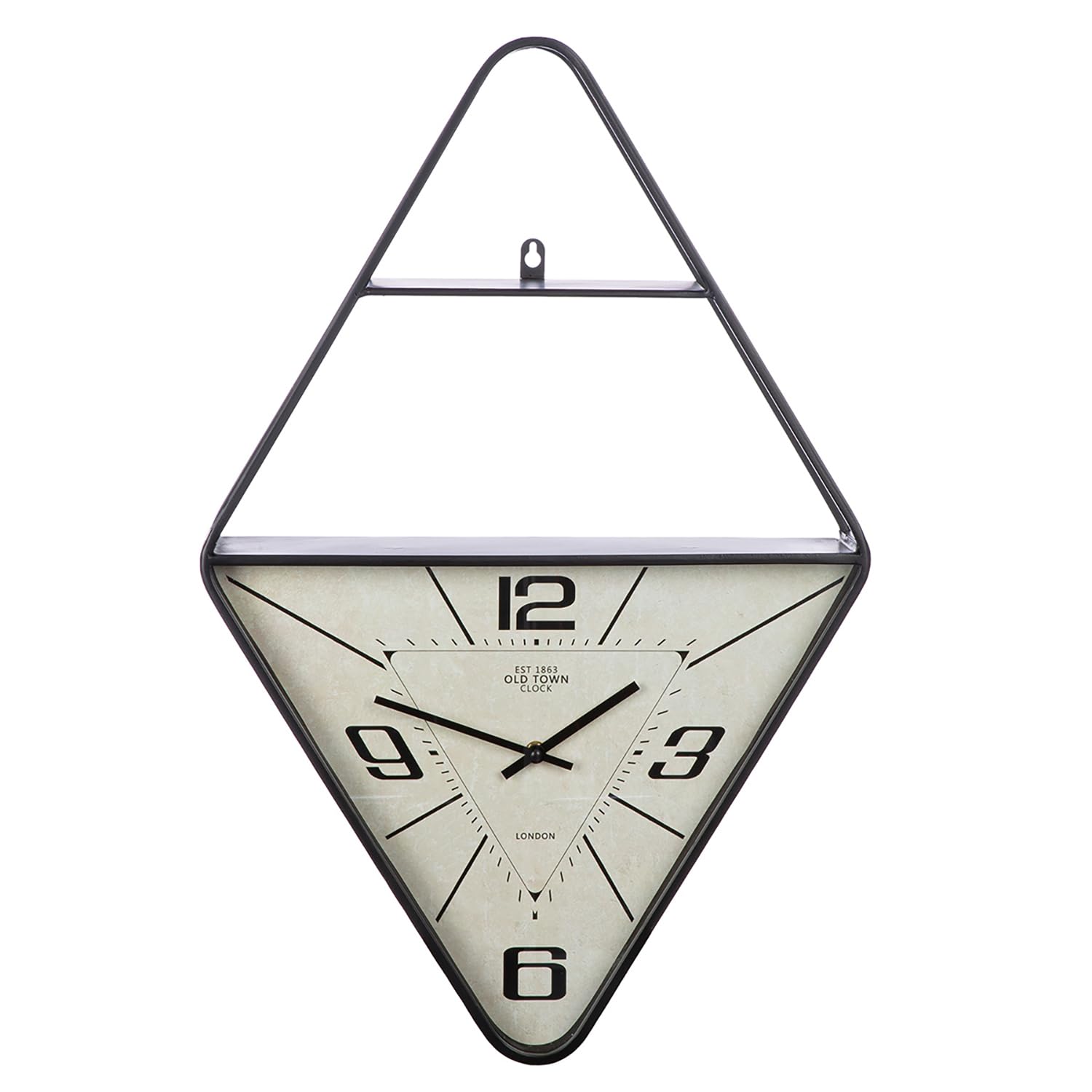 Horloge murale en métal losange Casablanca Kreale crème et noir 65x42 cm
