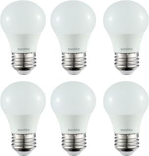 Sunlite LED A15 Refrigerator Light Bulb, 5.5 Watts (40W Equivalent), 450 Lumens, Medium Base (E26), Dimmable, Frosted Finish, UL Listed, 27K - Soft White, 6 Pack