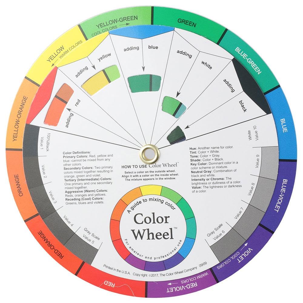 HOBBYIN Plate Casters,Basic Color Spectrum 14cm Paper Card Color Chromatic Circle Round Pocket Guide Color Wheel Card