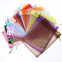 Vista 6 de Stratalife Bolsas de organza de malla transparente de 5 x 7 pulgadas con cordón para recuerdos de fiesta de boda, almacenamiento de joyas, 100