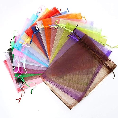 Miniatura 6 de Stratalife Bolsas de organza de malla transparente de 5 x 7 pulgadas con cordón para recuerdos de fiesta de boda, almacenamiento de joyas, 100
