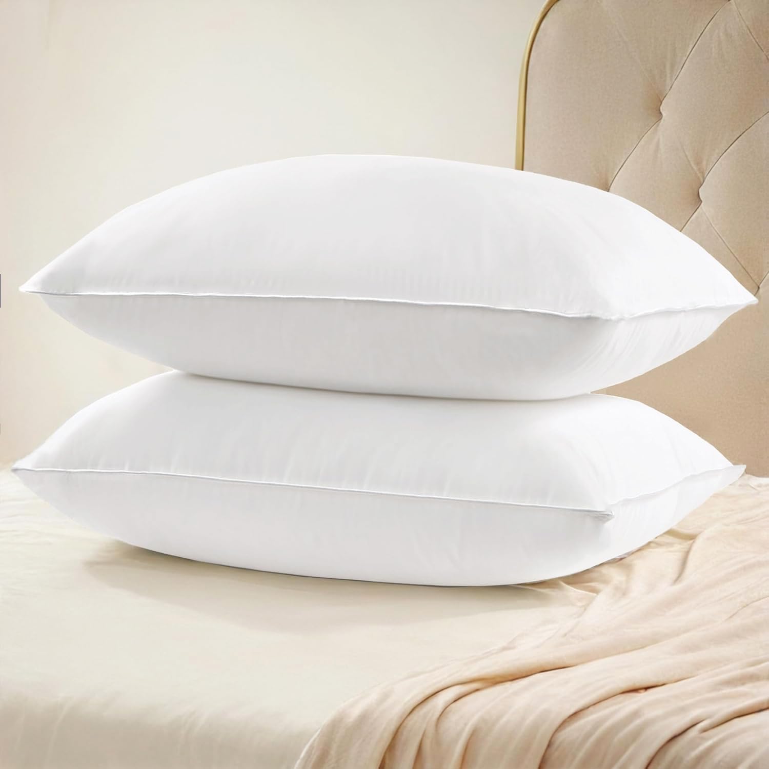 UNIKOME Ultra Soft Pillows Standard Size Set of 2 - Hotel Collection Luxury 100% Cotton Cover Down Alternative Bed Pillow, Fluffy Pillows for Back, Stomach or Side Sleepers White Standard (Pack of 2)