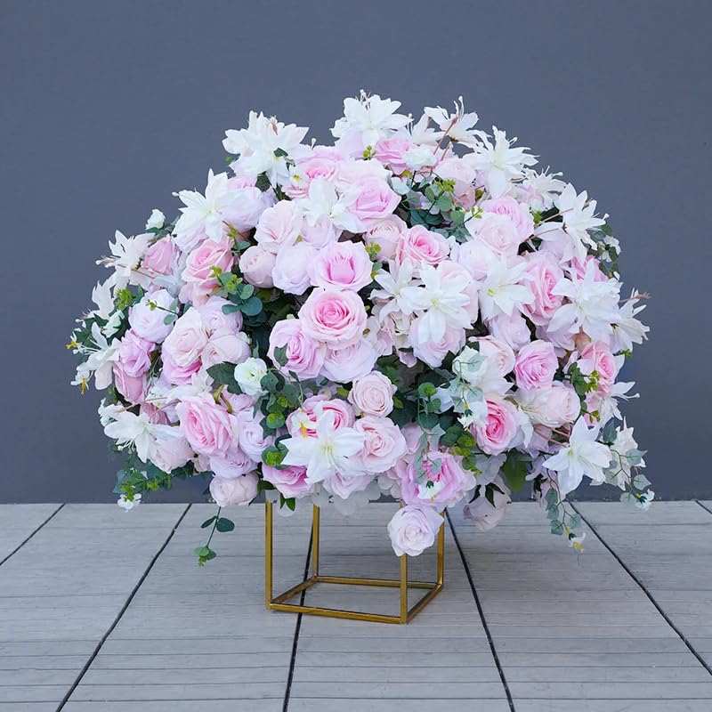 Rosa Rosa Verde Plantas Mesa Centro de Mesa Bola de Flores Boda arreglo Floral Accesorios Fiesta Evento Suministros Escenario Accesorios (Los 80cm)