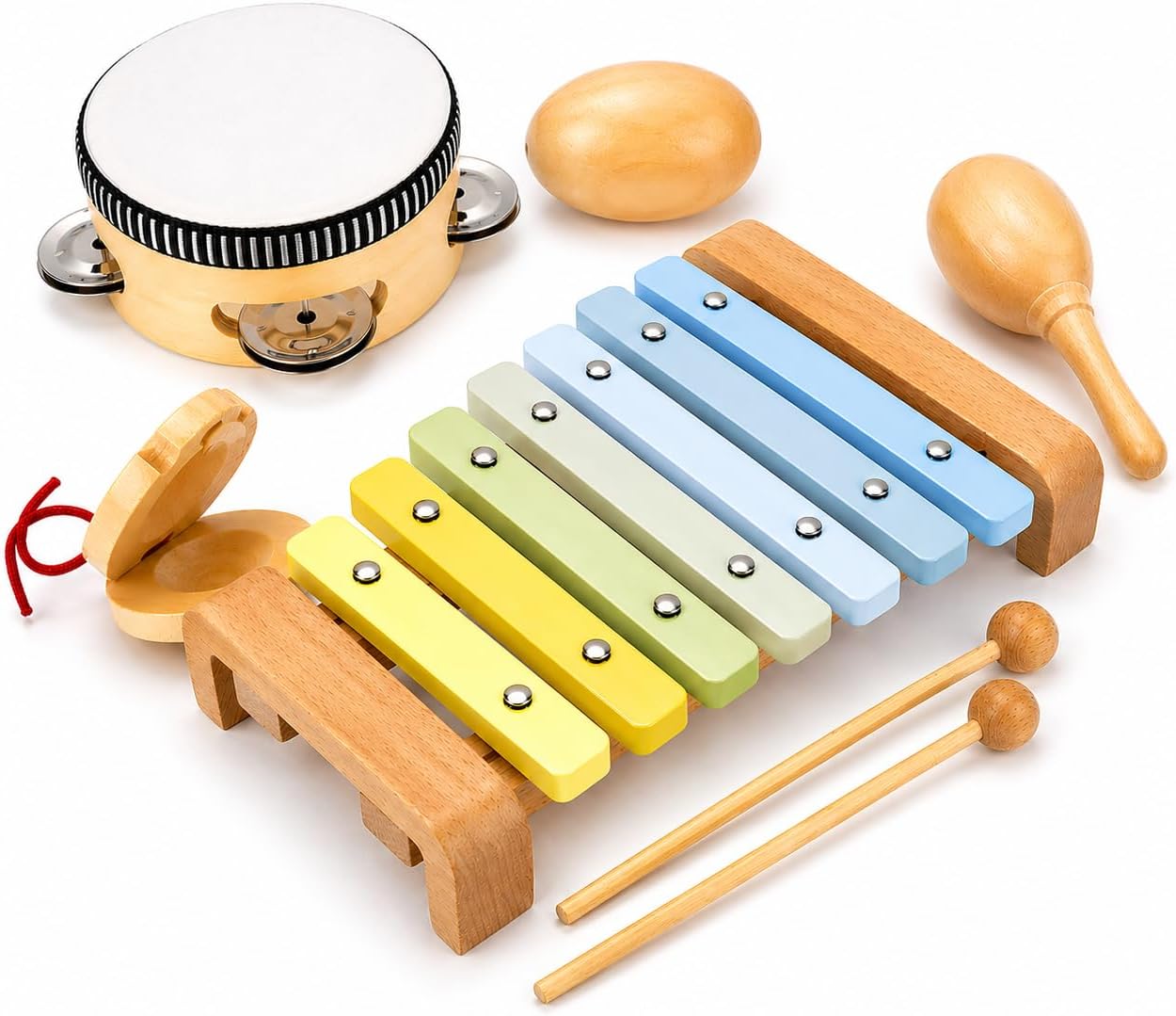 Toddler Musical Instruments Set Montessori Wooden Baby Toys | Sensory Music Toys for Toddlers |Educational Kids Instruments | Natural Wood, Non-Toxic | Ages 3+ | Gift for Boys & Girls