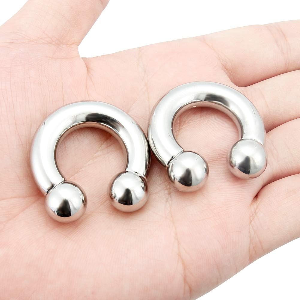 Ftovosyo 2Pcs PA Ring Horseshoe Circular Barbell 316L Surgical Steel Internally Threaded 00G 0G 2G 4G 6G 8G 10G Pierced Body Jewelry for Women 12mm 16mm 19mm - Image 3