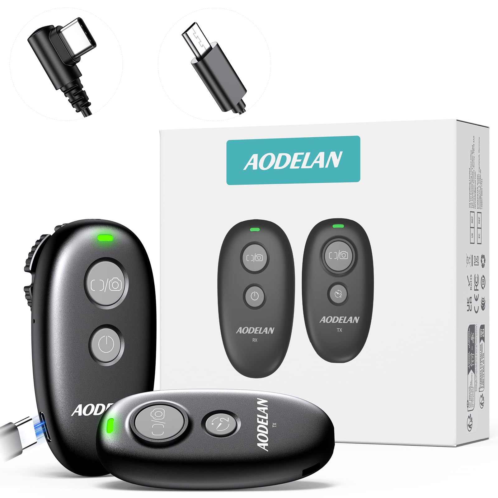 Aodelan per Sony fotocamera ricaricabile wireless scatto remoto rilascio | Telecomando cablato per Sony ZV-E10 II, ZV-E1, A7 IV, A7R V, A7S III, A9 III, FX3, FX2, A1, RX100 VI, RX10 IV, A7R IVA, A9 II