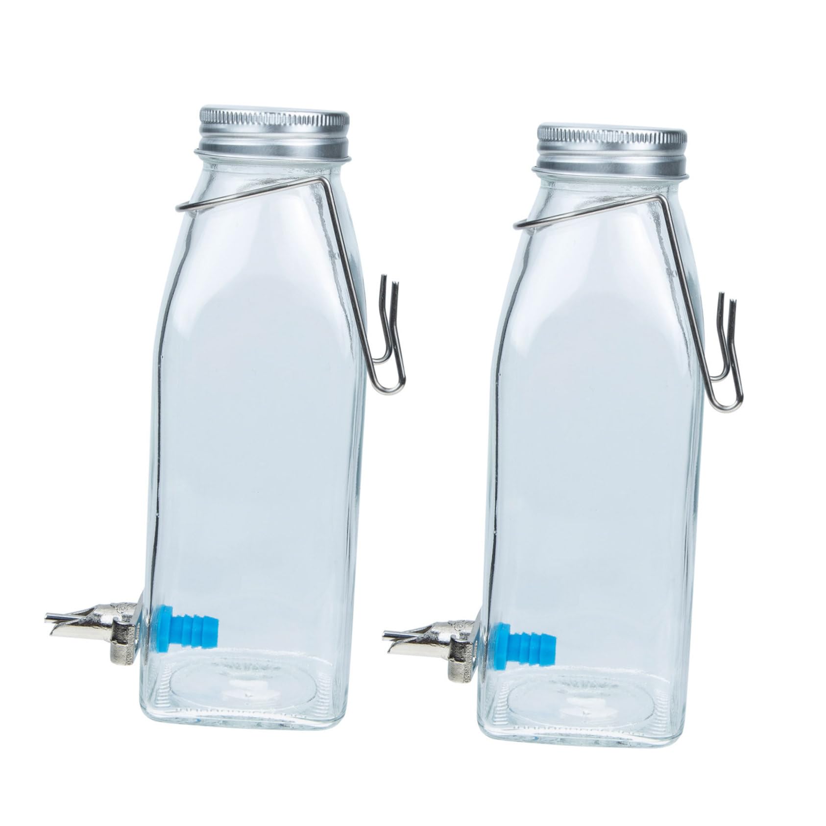 Happyyami Bebedero de Agua para Conejos de Vidrio 350ml, Colgante para Jaula, Silencioso, de Acero Inoxidable, Uso Diario