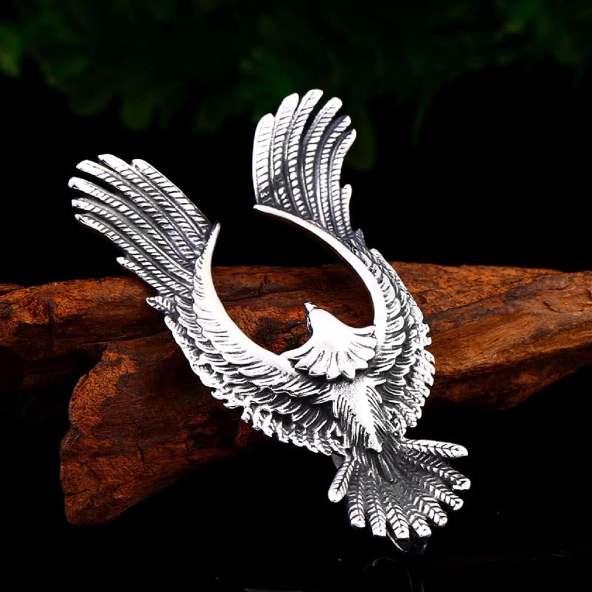Eagle Pendant, Flying Bald Eagle Necklace for Men, Norse Viking Eagle Wing Necklace Eagle Jewelry, Hip Hop Hawk Charm Necklace Stainless Steel Punk Eagle Animal Pendant Necklace for men - Image 4