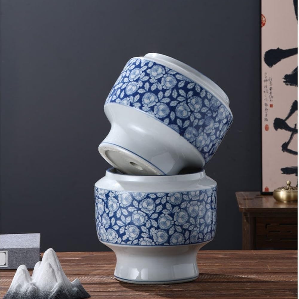 Średnica 20 cm niebieska i biała doniczka ceramiczna, duży wazon doniczka na rośliny wewnętrzna porcelanowa doniczka