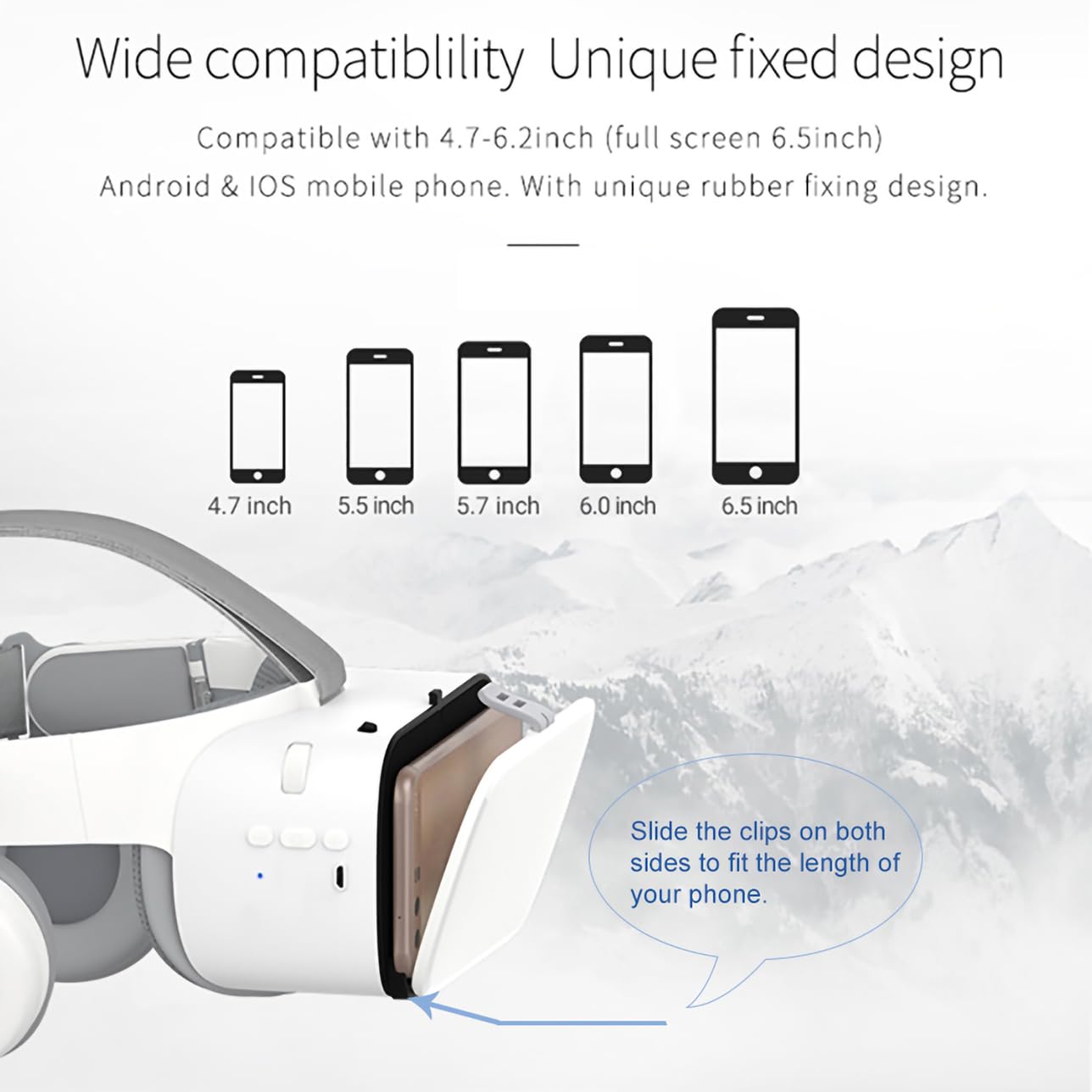 LONGLU VR Headset für Telefon Virtual Reality Headsets mit Fernbedienung, Mobile VR 3D Video Brille Brille für Filme & Spielspiele, kompatibel für iPhone Android Handys (weiß)