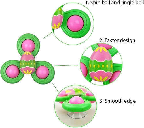 Miniatura 5 de Jofan Paquete de 3 juguetes giratorios con ventosa de Pascua para bebés y niños pequeños, rellenos de cesta de Pascua, regalos, regalos de fiesta