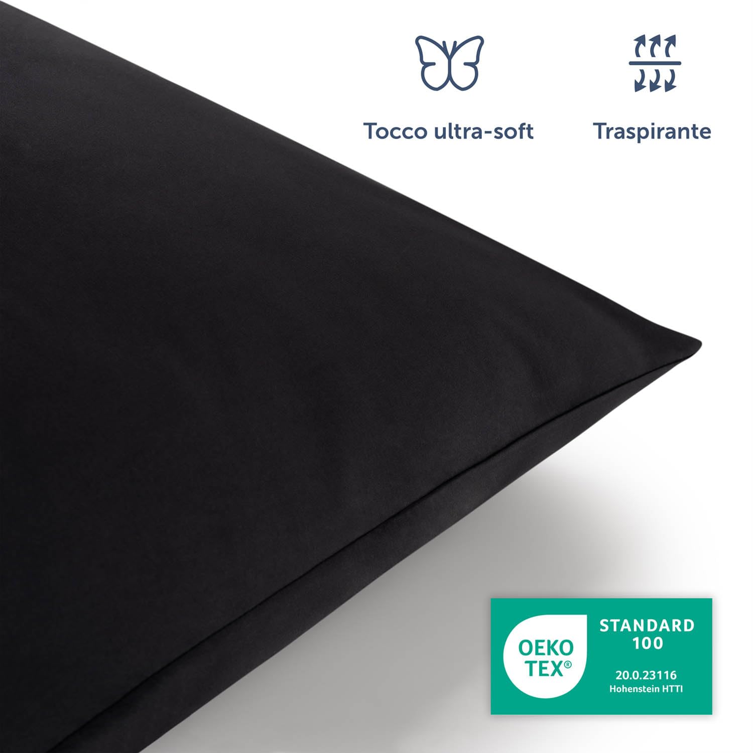 Blumtal Copripiumino Matrimoniale 240x220 e Federe 50x80 - Set di Lenzuola in microfibra extra morbida certificata Oeko-Tex, Set Copripiumino Matrimoniale con 2 Federe - 3 pezzi - Nero