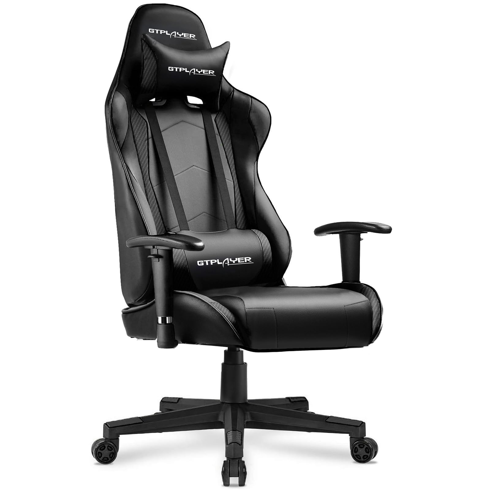 GTPLAYER Gaming Chair with Footrest, Ergonomic Computer Game Desk Chair, Reclining Gaming Chair Seat Height Adjustment, Swivel Rocker with Headrest and Lumbar (Brown)