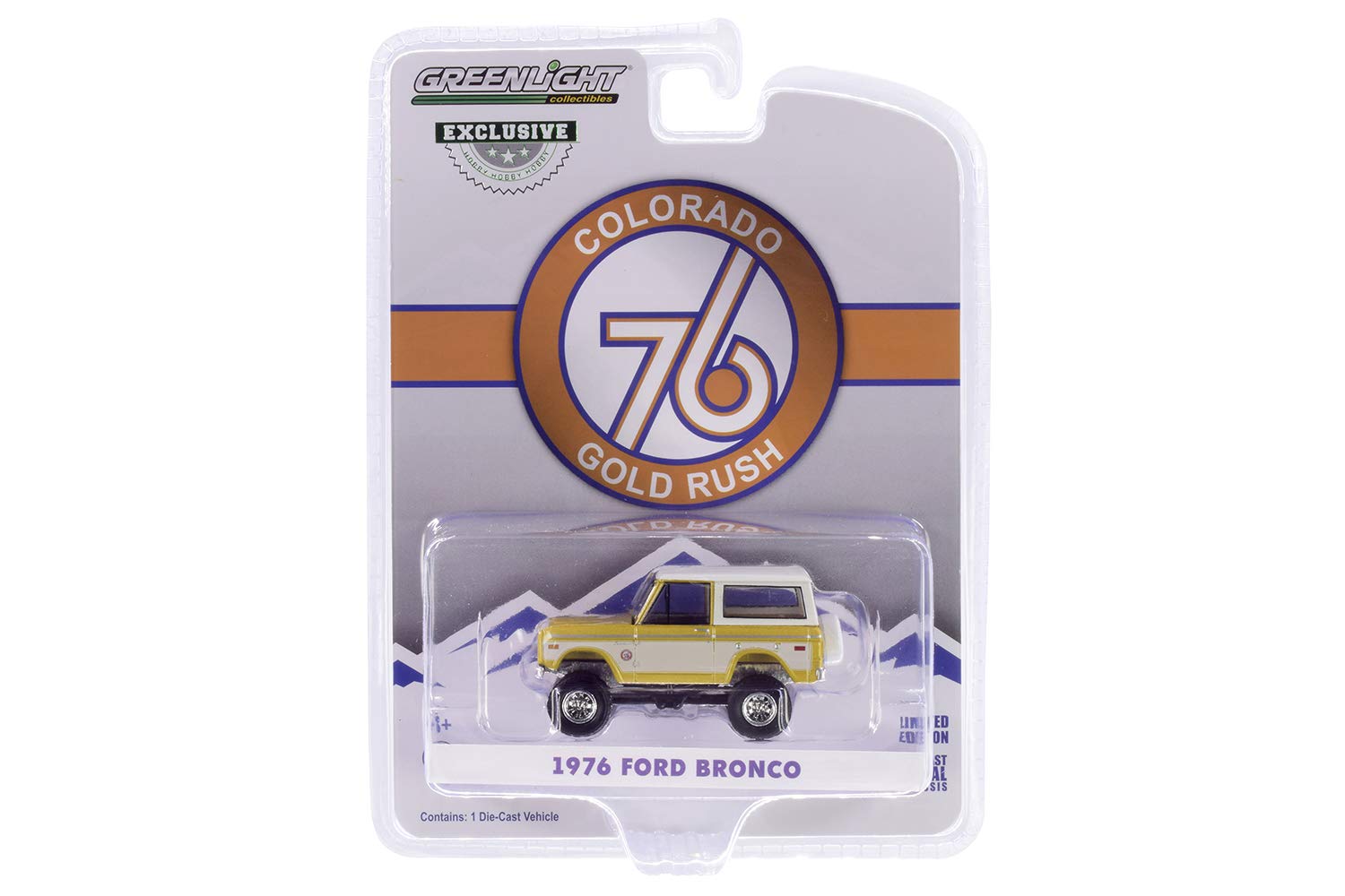1976 Ford Bronco Gold Metallic and Cream Colorado Gold Rush Bicentennial Special Edition 1/64 Diecast Model Car by Greenlight 30135