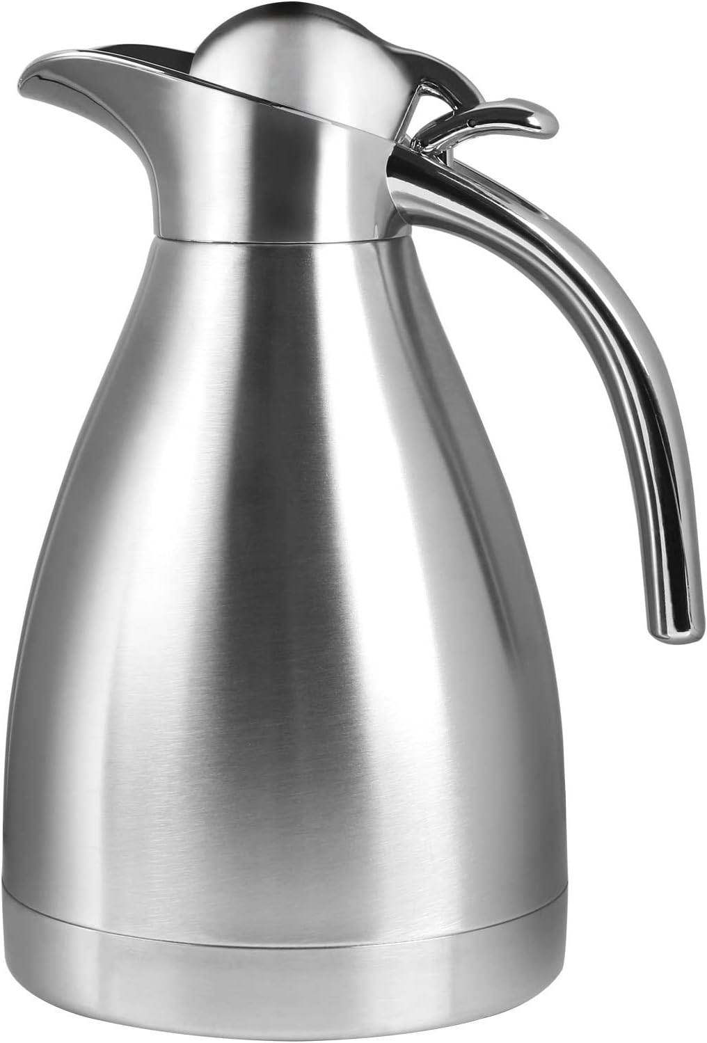 34 oz Food-grade Stainless Steel Thermal Carafe, Double Walled Vacuum Insulated Storage Pot with Press Button Top, 12+ Hrs Heat&Cold Retention for Coffee,Tea,Beverage, Silver (1.0L)