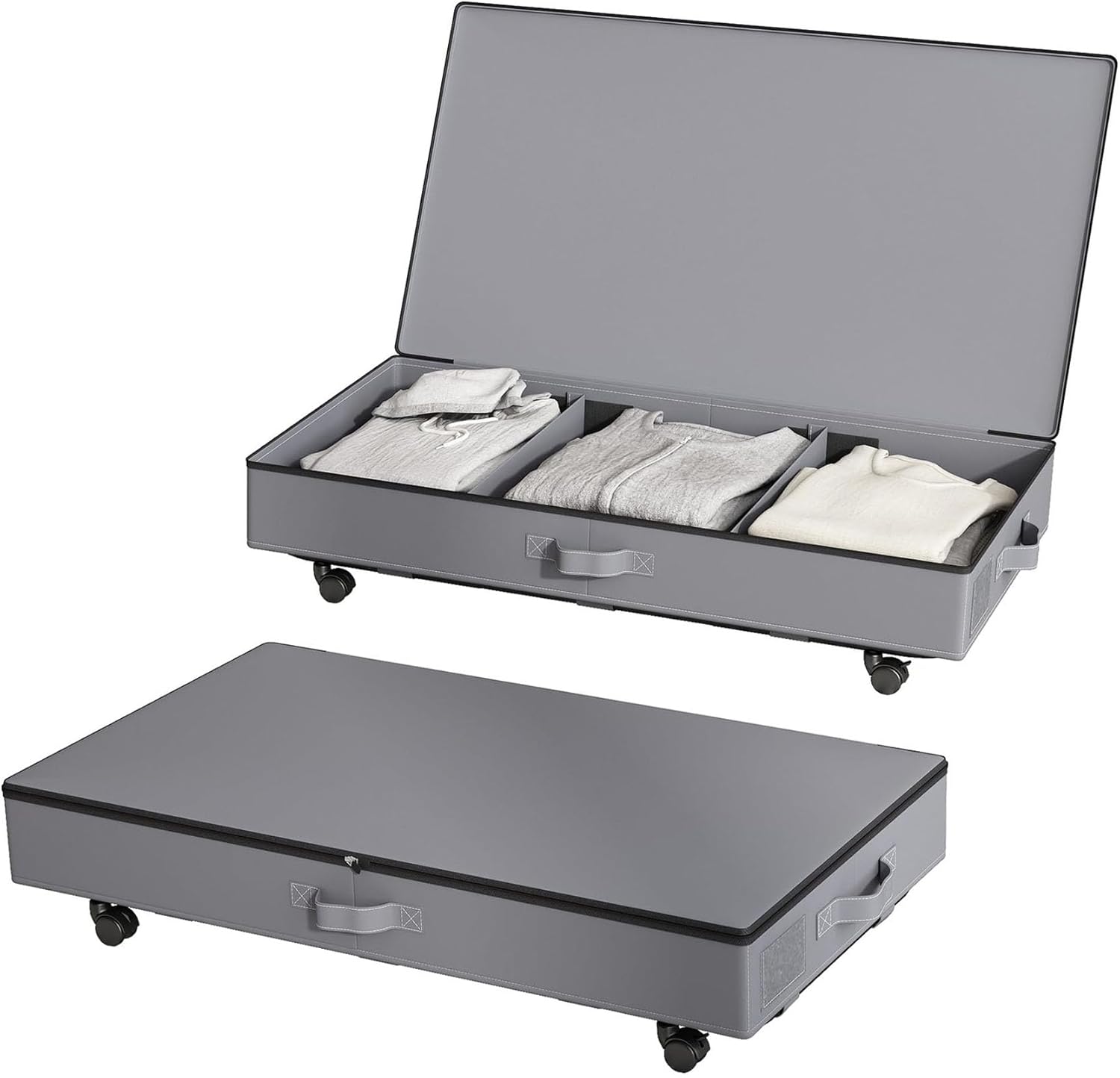 Under The Bed Storage Containers, Underbed Storage with Wheels,Under Bed Shoe Storage,Under Bed Rolling Storage,Large Under Bed Storage,Underbed Drawers,Underbed Storage with Lid,Gray