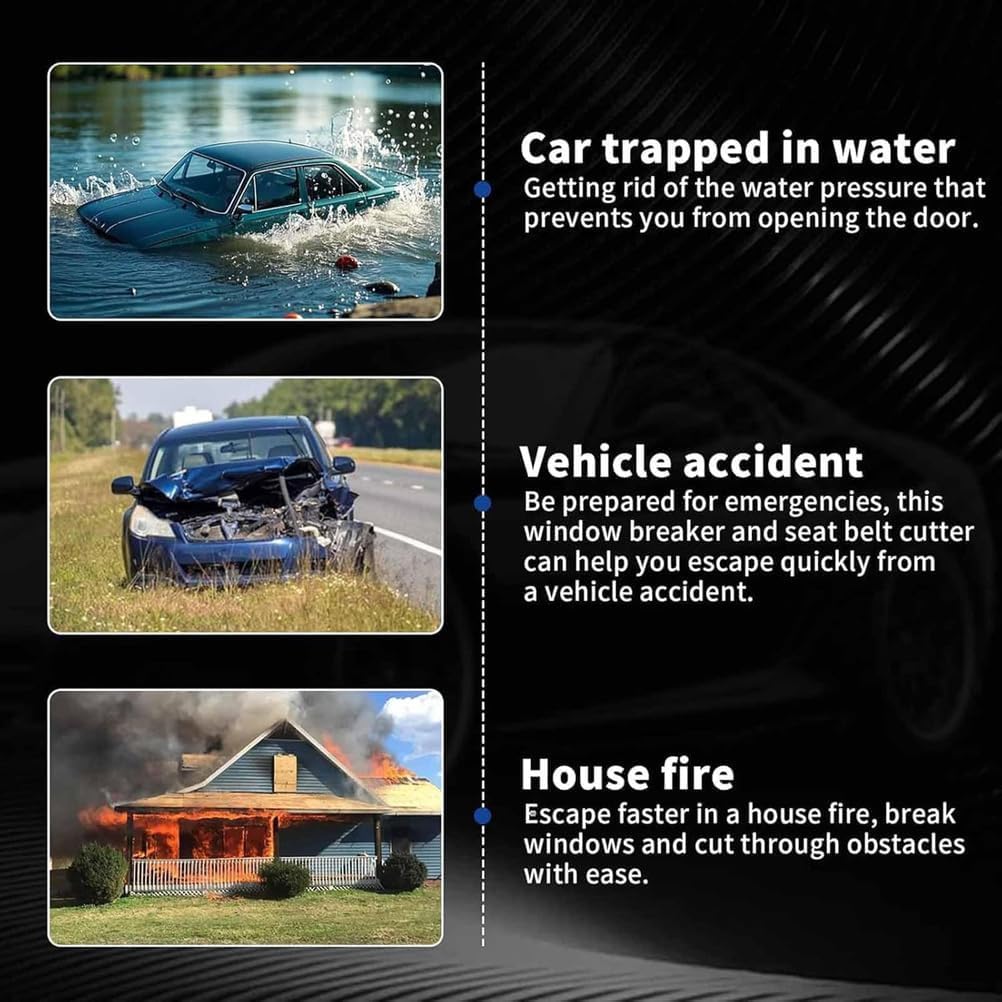 2-in-1 Emergency Hammer for Car, Seatbelt Cutter, Car Emergency Escape Tool,Silver